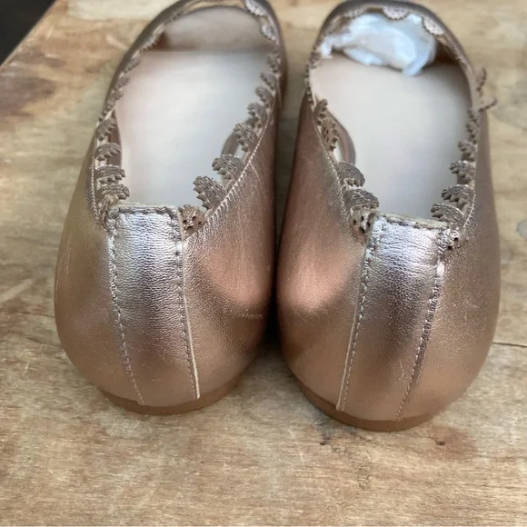NEW Nicole Millier Artellier flats rose gold metallic open toe size 8.5 - Picture 4 of 10